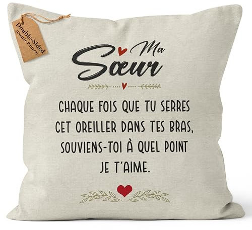 CROWNLY® Cadeau Soeur Anniversaire Housses De Coussin Cadeau Personnalisé Cadeau pour Soeur Cadeau Personnalisé Femme Cadeaux Anniversaire Femme Idee Cadeau Soeur Coussins Décoratifs