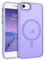 DUEDUE Cover Magnetica per iPhone 7/8/SE 2020/2022[Compatibile con MagSafe], Custodia Opaca per iPhone 6/6S/8/7/SE Case con Pulsante metallico Ultra-Sottile TPU Silicone Anti-Scivolo, Viola Chiaro