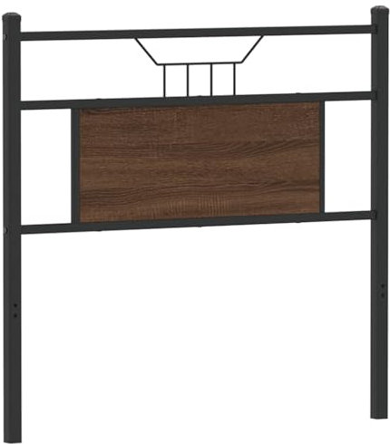 vidaXL Tête de lit chêne Marron 75 cm Bois d'ingénierie et Acier, Panneau de tête, tête de lit pour lit Simple, tête de lit Simple