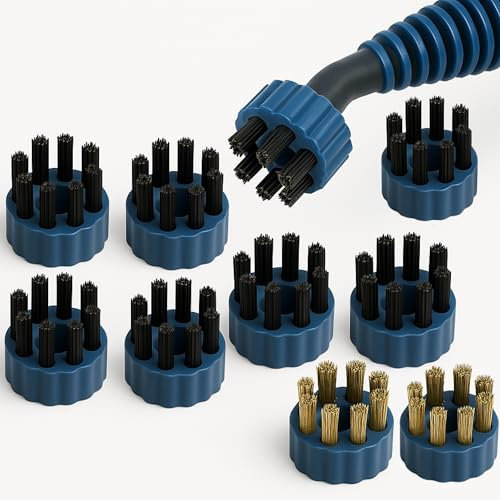Dampfreiniger Don Vito (Rundbürste-Set) - Bürstenaufsatz – 8 Nylon & 2 Messing Rundbürste – Aufsatz Powerdüse für hartnäckigen Schmutz