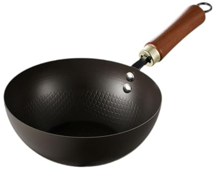 DimyFew Wokpfanne Induktion 26 cm, großer Eisenwok mit Antihaftbeschichtung, vorgewürzter Kochwok, chinesischer Wok Kompatibel mit Allen Herdarten für Privatküchen, Hotels, Restaurants und Camping