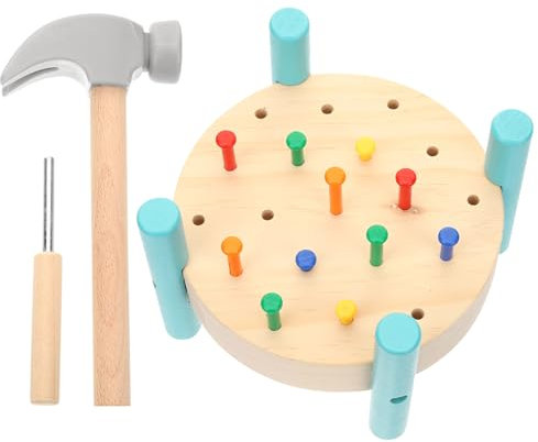 Garneck 1 Satz Tischunterrichtshilfen Nägel Hämmer- und Nagelspielzeug Aktivität an der -Werkbank Schlaghammer Hämmernde Spielzeuge Kid Hammering Toys Holz