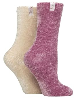 Elle Ladies Super Soft Silky Cosy Chenille Leisure Socks Pack of 2 Size 4-8 in Assorted Colours