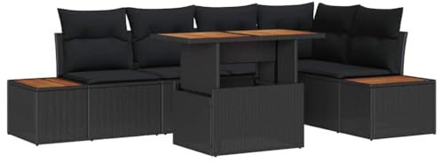 vidaXL Garten-Sofa-Set 6 STK. Schwarz Poly Rattan