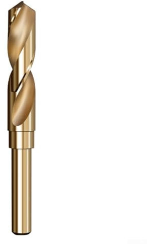 HSS M2 Cobalt Drill Bit with Reduced Shank 13mm-15mm Industrial Grade Metalworking Drill Tool for Metal Steel Drilling Gold Color(13mm)