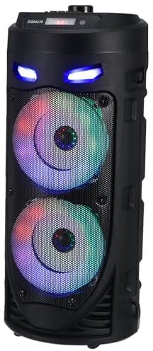 PartyKindom Portable Wireless Speaker Colorful Led Lights, Dual 4-inch Drivers, Heavy Bass for Outdoor Parties and Travel, Stereo Surround Sound Music Device for Home and Computer Use