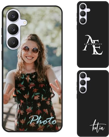 AESTHESTIFY Personalisierte Samsung Galaxy S25 FE Hülle mit Picutre-Logo, Feine weiche und stoßfeste Schutzhülle aus hochwertigem TPU für S25FE 5G, mit Picutre-Logo-Text, dünn, Schwarz