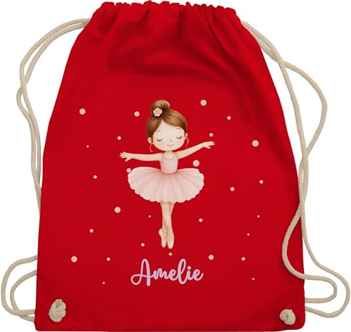 Turnbeutel Rucksack - Ballerina Name - Geschenk Mädchen tanzen Ballett - Unisize - Rot - ballet dancer bag tanzrucksack tanz amelie ballettbeutel tasche dance tänzer tänzerin balletttasche kinder