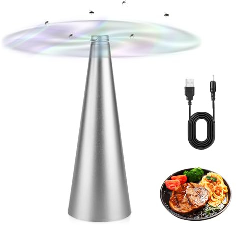 Riisoyu Repellente Per Mosche, Portatile Ventilatore Scaccia Mosche Lontano da Cibo Tavolo Ventilatore Repellente con Ricaricabili USB per Interno Esterno Picnic Barbecue