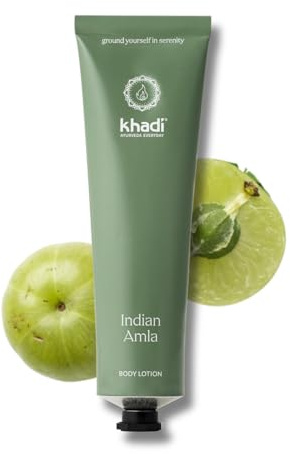 khadi Indian Amla Bodylotion, ätherische Feuchtigkeitspflege Amla, 150 ml | Mit Amla: zieht schnell ein, spendet Feuchtigkeit & macht die Haut geschmeidig, 100% zertifizierte Naturkosmetik