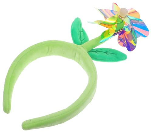 Hemobllo Cute Hair Windmill for Women Band Flower Green Headband and Cloth Stylish Material Secure Fit Comfortable to Wear for Teens and Ladies
