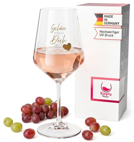 Sipply Weinglas mit Spruch Schön dass es Dich gibt! 0,5l Glas lustig für Spritz Getränke Cocktails Sekt Schorle Bowle oder Saft