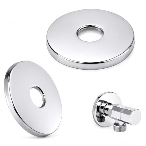 ARYIMYDP 2 Pezzi Rosone Copritubo Acciaio Inox 80mm - Foro Interno 21mm Per Rubinetto,Valvola Ad Angolo,Termosifone - Montaggio Veloce,Finito Argento