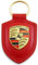 Porsche Schlüsselanhänger mit Wappen, Leder, Rot