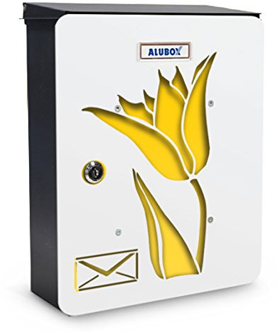 Alubox Tulipano Cassetta Postale Mia con Sportello, Multicolore, Set di 2 Pezzi