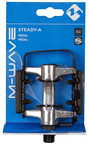 M-Wave Fahrradpedal, Aluminiumkörper, schwarzer Stahlkäfig Steady-A