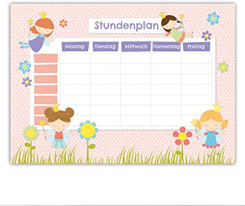 Papierdrachen Stundenplan DIN A4 Block - Motiv Fee - beschreibbar und ideal als Geschenk für die Schule - Terminkalender und Wochenplan - von Papierdrachen