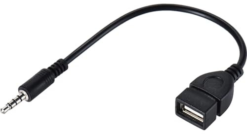 Warmstor Cable AUX de audio adaptador convertidor de 3,5 mm, macho a USB 2.0 hembra, OTG, para la reproducción de música con U-Disk en el coche
