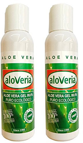 PURES ALOE GEL 99,6% - ALOVERIA® Aloe Vera Pur, kaltgepresst aus Gran Canaria 100ml x 2 Einheiten
