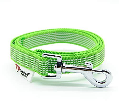 Twinkys Dog Style Schleppleine Hundeleine gummiert 20 mm breit für Hunde bis 50 kg - MIT Handschlaufe 1 Meter Neon Grün Made in Germany