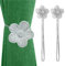 Lewondr Vintage Magnetischer Vorhang Raffhalter, 1 Paar Harz Blume Vorhangschnalle mit starkem dauerhaftem Magneten für Dekoration Zuhause Cafe Büro - Silber