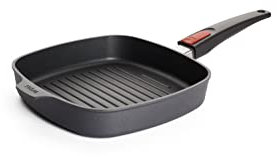Woll Diamond Lite Grillpfanne, viereckig, mit Rillen, 24x24 cm, 4 cm hoch, mit abnehmbarem Stiel - Geeignet für Ceran, Gas, Elektro, Halogen - nicht induktionsgeeignet, Antihaft-Versiegelung