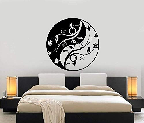 Yin Yang Design Wandtattoo Vinyl Wandaufkleber Für Yoga Studio Blume Ornament Wohnkultur Kunstwand Moderne Abnehmbare Aufkleber 42X42 Cm