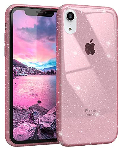 EAZY CASE Hülle kompatibel mit iPhone XR Schutzhülle mit Glitzer, Handyhülle, Schutzhülle, Back Cover mit Glitter, TPU/Silikon, Transparent/Durchsichtig, Pink