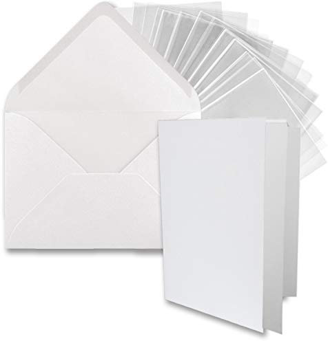 FarbenFroh by GUSTAV NEUSER 100x DIN B6 Faltkarten-Set - Hochweiß (Weiß) - 11,5 x 17 cm - Doppelkarten mit Umschlägen, Einlegepapier und Cellophanbeutel zum Basteln und Verkaufen
