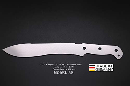 Rohling Messer Model 28 / 401mm Poliert Messerbau Messerstahl Messerklinge Klingenrohling Jagdmesser