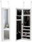GIANTEX Schmuckschrank mit LED, Schmuckregal Schmuckkommode mit Ganzkörperspiegel, Spiegelschrank Wandschrank für Ketten, Ohrringe, an der Tür hängend, Wandmontage, weiß