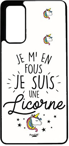 Coque pour Samsung S20 FE/FE 5G/FE 2022, S20 Lite ProseCafé© Coque Humour : Je m'en Fous, Je suis Une Licorne - Coque Noire TPU Souple