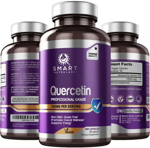 Smart Nutra Labs Quercetin 1000mg with No Fillers - 180 Vegan Capsules