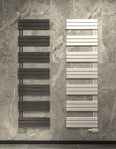 MC Heat Badheizkörper 400 x 1640 mm - Handtuchwärmer Anthrazit - Mit versetztem Mittelanschluss - Eleganter Paneelheizkörper - Beidseitig montierbar