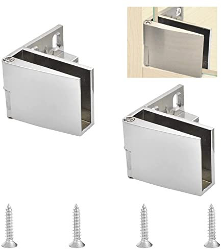 UFURMATE Glastürscharnier, 2 Stück, Zinklegierung, 90 Grad, Seitlich Montiert, Einseitiges Klemmscharnier Mit Schrauben für 3-5 mm Dickes Glas