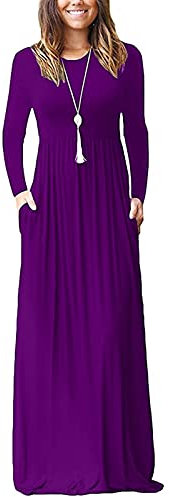 Hount Maxi abito estivo da donna senza maniche a righe fluide casual lungo con tasche, A-viola, S