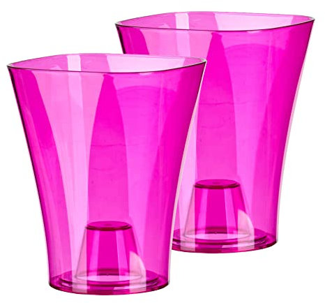 Tymar Orchideentopf Übertopf, 2er-Pack, transparent, Blumentopf, Blumenkübel für Orchidee, Pflanzentopf aus Kunststoff, Moderne, schlanke, Quadratische Form, ORCHPS001 (Rosa Transpartent, ø 12 cm)