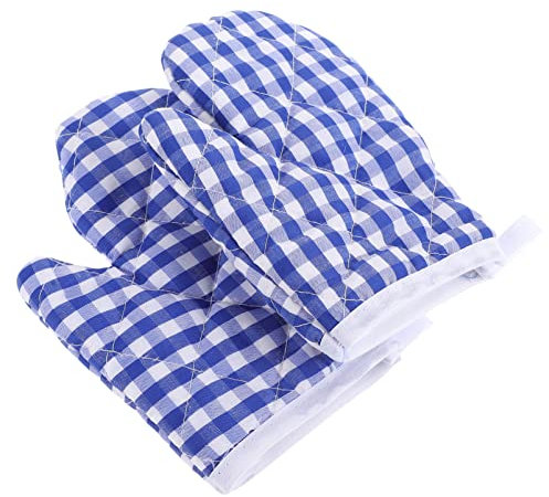 DOITOOL Ofenhandschuhe, Als Paar Kinderofenhandschuhe Kochen Hitzebeständige Mikrowelle Mitts Backhandschuhe Zum Utensilien Kinder Waschbare & Weiche Baumwolle Heat Resistant BBQ Gloves (Blau)
