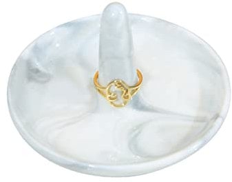 oskas Marble Ring Dish Holder,Decorative Porcelain Trinket Jewelry Dish Tray for Rings Earrings Necklaces,4 inch,Engagement Wedding Birthday Mother's Day