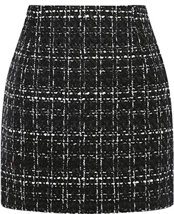 IDEALSANXUN Damen-Minirock mit hoher Taille, kariert, figurbetont, Bleistiftwolle., XX-Large