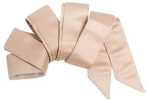 Maya Deluxe Women's Womens Ladies Satin Sash Waist Tie Ribbon Bow Accessory for Bridesmaids Bridal Wedding Prom Evening Occasion Belt, Taupe Blush, L-XL