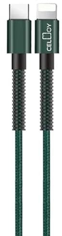 CellJoy Type C to Lightning 8 pin Nylon Braided 1M/2M Quick Charger Fast Long Charging Cable Compatible with iPhone 14 13 12 11 Pro Max Mini XR XS 8 Plus (Green, 2M)
