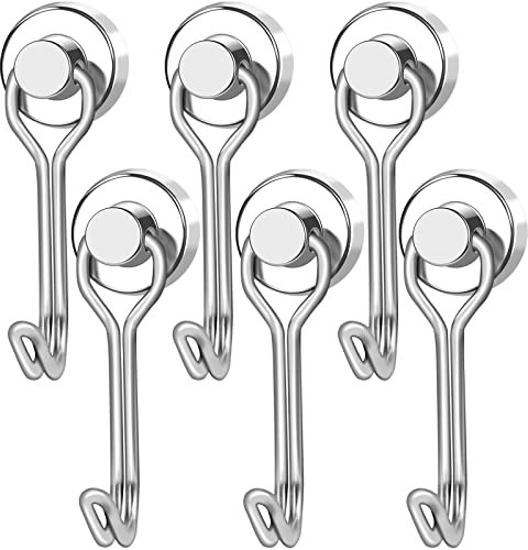 LOVIMAG Cruise Must Haves Essentials, 30LBS Swivel Magnetic Hooks for Cruise Cabins, Strong Magnet Hooks for Hanging, Fridge, Grill, Refrigerator, Kitchen, Door, Locker, Key and Calendar - Pack of 6