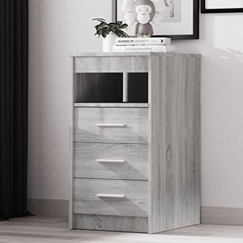 Puraday Sideboard mit Schubladen - Grau Sonoma 40x50x76 cm Holzwerkstoff Kommode für Wohnzimmer und Flur - Vintage-Stil