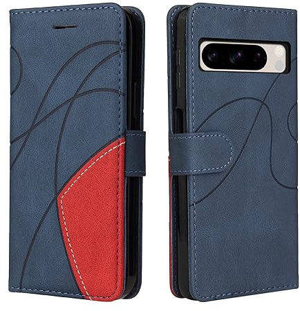 CXTcase Handyhülle für Google Pixel 8 Pro, Flip PU Leder Hülle Cover, Modisch Flip Case für Google Pixel 8 Pro Handytasche Schutzhülle, Blau