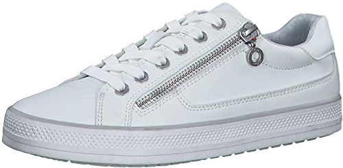 s.Oliver Damen Sneaker flach zum Schnüren mit Reißverschluss, Weiß (White), 38 EU