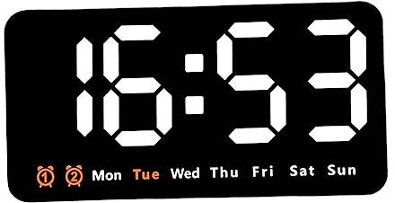 Baoblaze Desktop Digitaluhr, LED Uhr Klein mit Datum Kalender Temperatur, Elektronische Uhr an der Wand, Digitaler Wecker mit Große Zahlen Display für Nachttisch, Zuhause, Flur, Aoto, Weiß