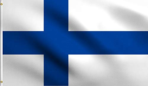 DMSE Finnische Finnische Nationalflagge, 60 x 90 cm, 100 % Polyester, 100D-Flagge, UV-beständig (60 x 90 cm)