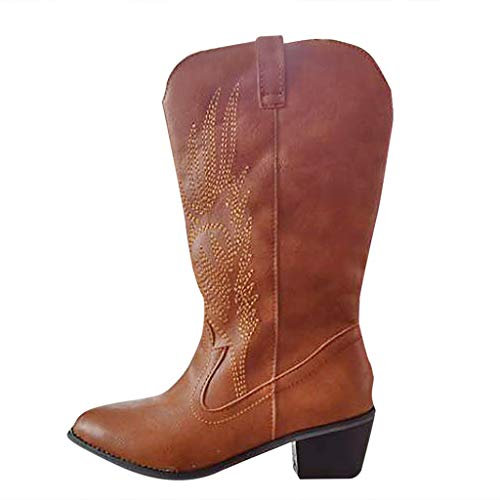 Kobilee Stivali Estivi Donna Frange Pelle Stivaletti Vintage Western Stivali Equitazione Camoscio Alti Stivali Cowboy Invernali Anfibi Stivali Texani Stivali Alti Biker con Tacco