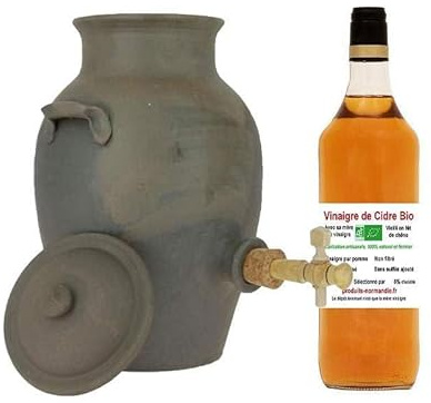 Kit de préparation de vinaigre de cidre - 1 vinaigrier + 1 bouteille de vinaigre de cidre avec sa mère - Produits-Normandie